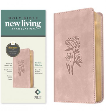 NLT Pocket Thinline Bible, Filament Enabled (LeatherLike, Blush Pink Flowers, Red Letter) - LeatherLike Blush Pink Flowers Imitation Leather With ribbon marker(s)