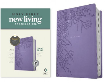 NLT Giant Print Bible, Filament Enabled (LeatherLike, Lavender Floral, Indexed, Red Letter) - LeatherLike Lavender Floral Imitation Leather With thumb index