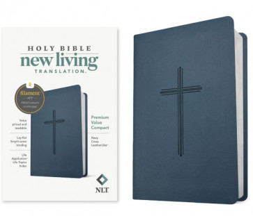 NLT Premium Value Compact Bible, Filament Enabled (LeatherLike, Navy Cross) - LeatherLike Navy Cross Imitation Leather