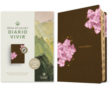 Biblia de estudio del diario vivir NTV (SentiPiel, Café/Rosa, Índice, Letra Roja) - LeatherLike Brown/Pink Imitation Leather With thumb index
