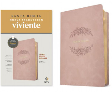 Biblia letra súper gigante NTV, con Filament  (SentiPiel, Rosado pálido, Letra Roja) - LeatherLike Pale Pink With ribbon marker(s)