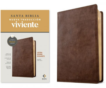 Biblia letra súper gigante NTV, con Filament  (SentiPiel, Café rústico, Letra Roja) - LeatherLike Rustic Brown With ribbon marker(s)