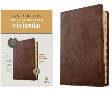 Biblia letra súper gigante NTV, con Filament  (SentiPiel, Café rústico, Índice, Letra Roja) - LeatherLike Rustic Brown With thumb index and ribbon marker(s)