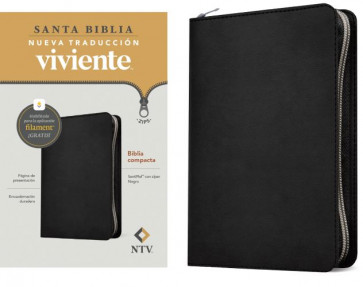 Biblia compacta NTV de zíper, con Filament  (SentiPiel, Negro) - LeatherLike With zip fastener