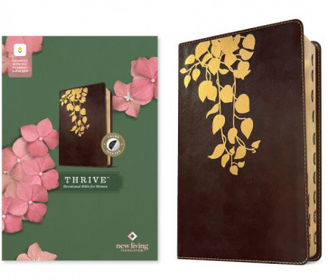 NLT THRIVE Devotional Bible for Women, Filament Enabled (LeatherLike, Cascade Deep Brown, Indexed) - LeatherLike Cascade Deep Brown Imitation Leather With thumb index