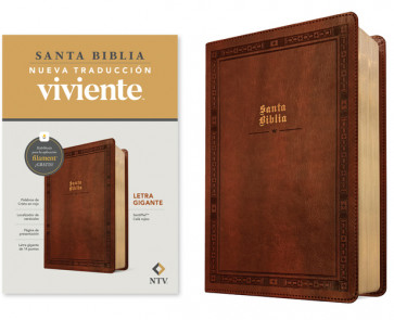 Biblia letra gigante NTV con Filament (SentiPiel, Café rojizo, Letra Roja) - LeatherLike Reddish Brown With ribbon marker(s)