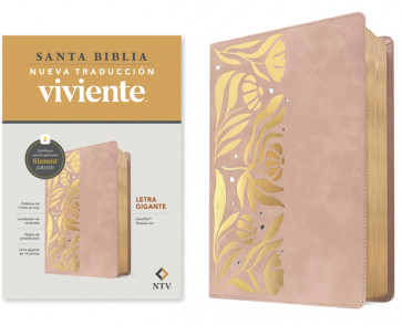 Biblia letra gigante NTV con Filament (SentiPiel, Rosado oro, Letra Roja) - LeatherLike Pink Gold With ribbon marker(s)