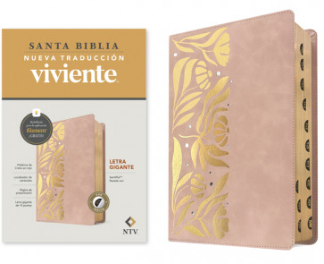 Biblia letra gigante NTV con Filament (SentiPiel, Rosado oro, Índice, Letra Roja) - LeatherLike Pink Gold With thumb index and ribbon marker(s)