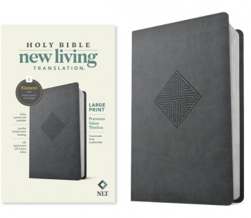 NLT Large Print Premium Value Thinline Bible, Filament Enabled (LeatherLike, Crossroads Gray) - LeatherLike Crossroads Gray Imitation Leather