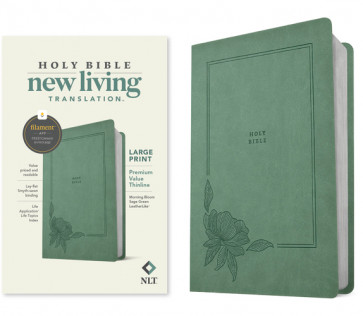 NLT Large Print Premium Value Thinline Bible, Filament Enabled (LeatherLike, Morning Bloom Sage Green) - LeatherLike Morning Bloom Sage Green Imitation Leather
