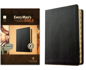 NLT Every Man’s Bible, Filament Enabled (LeatherLike, Crossmark Black, Indexed, Red Letter) - LeatherLike Crossmark Black With thumb index and ribbon marker(s)
