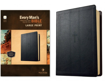 NLT Every Man's Bible, Large Print, Filament Enabled (LeatherLike, Covenant Black, Red Letter) - LeatherLike Covenant Black With ribbon marker(s)