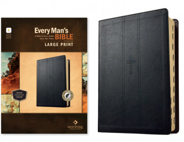 NLT Every Man's Bible, Large Print, Filament Enabled (LeatherLike, Covenant Black, Indexed, Red Letter) - LeatherLike Covenant Black With thumb index and ribbon marker(s)