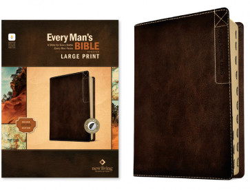 NLT Every Man’s Bible, Large Print, Filament Enabled, Deluxe Explorer Edition (LeatherLike, Rustic Brown, Indexed, Red Letter) - LeatherLike Rustic Brown With thumb index and ribbon marker(s)