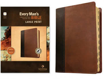 NLT Every Man's Bible, Large Print, Filament Enabled, TuTone (LeatherLike, Brown/Tan, Indexed, Red Letter) - LeatherLike Brown/Tan With thumb index and ribbon marker(s)