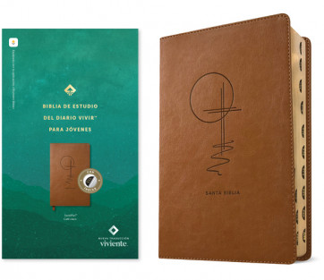 Biblia de estudio del diario vivir para jóvenes NTV con Filament (SentiPiel, Café claro, Índice, Letra Roja) - LeatherLike Imitation Leather With thumb index