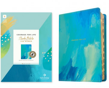 NLT Courage For Life Study Bible for Women, Filament Enabled (LeatherLike, Brushed Aqua Blue, Indexed, Red Letter) - LeatherLike Brushed Aqua Blue Imitation Leather With thumb index