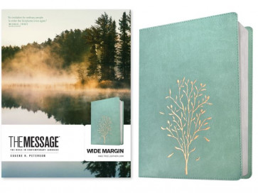 Message Wide Margin Bible (Leather-Look, Sage Tree) - Leather-Look Sage Tree With ribbon marker(s) Wide margin