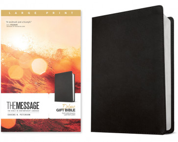 Message Deluxe Gift Bible, Large Print (Leather-Look, Textured Black) - Leather-Look Textured Black