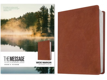 Message Wide Margin Bible (Leather-Look, Medium Brown) - Leather-Look Medium Brown With ribbon marker(s) Wide margin