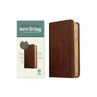 NLT Pocket Thinline Bible, Filament Enabled (LeatherLike, Brown Cross, Red Letter) - LeatherLike Brown Cross Imitation Leather With ribbon marker(s)