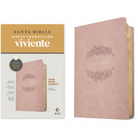 Biblia letra súper gigante NTV, con Filament  (SentiPiel, Rosado pálido, Letra Roja) - LeatherLike Pale Pink With ribbon marker(s)