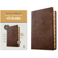 Biblia letra súper gigante NTV, con Filament  (SentiPiel, Café rústico, Índice, Letra Roja) - LeatherLike Rustic Brown With thumb index and ribbon marker(s)