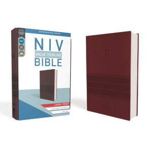 NIV, Value Thinline Bible, Large Print, Leathersoft, Burgundy, Comfort Print - Imitation Leather