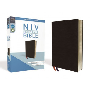NIV, Thinline Bible, Bonded Leather, Black, Red Letter Edition - Bonded Leather With ribbon marker(s)