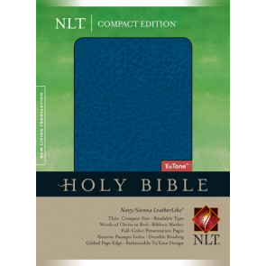 Compact Edition Bible NLT, TuTone - LeatherLike Navy/Sienna With ribbon marker(s)