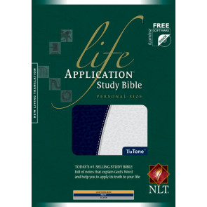 Life Application Study Bible NLT, Personal Size, TuTone - LeatherLike Navy/Silver