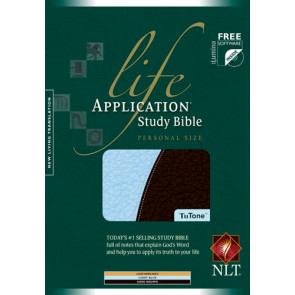 Life Application Study Bible NLT, Personal Size, TuTone - LeatherLike Light Blue/Dark Brown With ribbon marker(s)