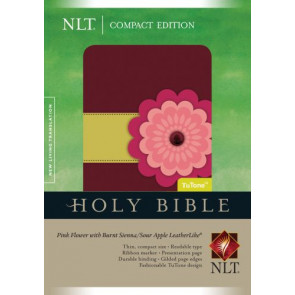Compact Edition Bible NLT, TuTone (LeatherLike, Pink Flower w/Burnt Sienna/Sour Apple) - LeatherLike Burnt Sienna/Sour Apple/Pink Flower w With ribbon marker(s)