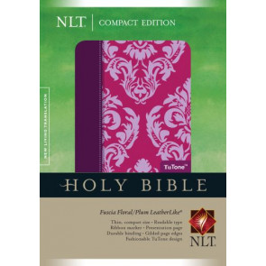 Compact Edition Bible NLT, Floral TuTone  - LeatherLike Fuchsia Floral/Plum With ribbon marker(s)