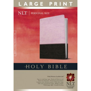 Holy Bible NLT, Personal Size Large Print edition, TuTone  - LeatherLike Brown/Pink With thumb index and ribbon marker(s)