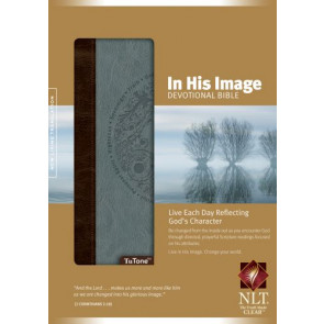 In His Image Devotional Bible NLT, TuTone  - LeatherLike Dusty Blue/Brown With ribbon marker(s)