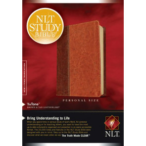 NLT Study Bible, Personal Size, TuTone  - LeatherLike Brown/Tan With ribbon marker(s)