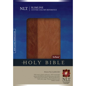 Slimline Center Column Reference Bible NLT, TuTone (LeatherLike, Brown/Tan, Indexed, Red Letter) - LeatherLike With thumb index and ribbon marker(s)