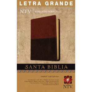 Santa Biblia NTV, Edición personal, letra grande, DuoTono (SentiPiel, Café/Café claro, Letra Roja) - LeatherLike Brown/Tan With ribbon marker(s)