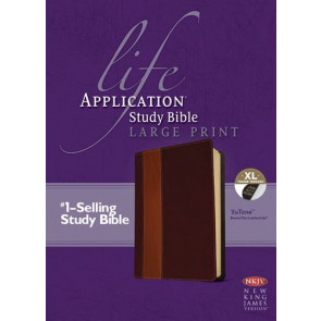 NKJV Life Application Study Bible, Second Edition, Large Print (Red Letter, LeatherLike, Brown/Tan, Indexed) - LeatherLike Brown/Tan With thumb index and ribbon marker(s)