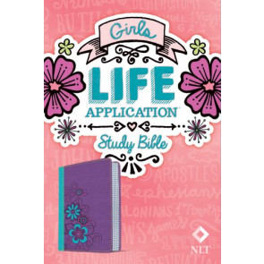 NLT Girls Life Application Study Bible, TuTone (LeatherLike, Purple/Teal) - LeatherLike Purple/Teal Flower/Teal With ribbon marker(s)