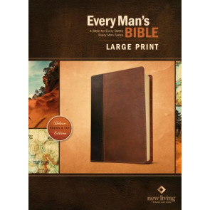 Every Man's Bible NLT, Large Print, TuTone (LeatherLike, Brown/Tan) - LeatherLike Brown/Tan With ribbon marker(s)