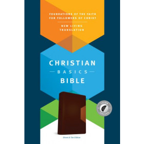 Christian Basics Bible NLT, TuTone  - LeatherLike Brown/Tan With thumb index and ribbon marker(s)