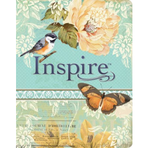 Inspire Bible NLT  - Silky LeatherLike Vintage Blue/Cream Flexible plastic/vinyl cover With ribbon marker(s)