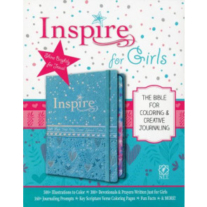 Inspire Bible for Girls NLT (Hardcover LeatherLike, Metallic Blue) - Hardcover Metallic Blue With ribbon marker(s) Wide margin