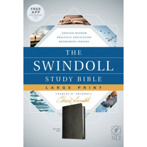 Swindoll Study Bible NLT, Large Print (LeatherLike, Black) - LeatherLike With ribbon marker(s)