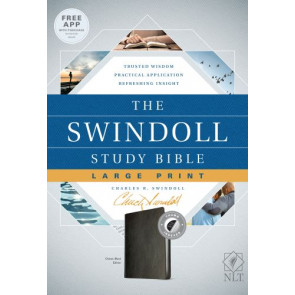 Swindoll Study Bible NLT, Large Print (LeatherLike, Black, Indexed) - LeatherLike With thumb index and ribbon marker(s)