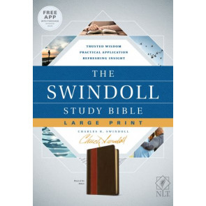 Swindoll Study Bible NLT, Large Print (LeatherLike, Brown/Tan) - LeatherLike Brown/Tan With ribbon marker(s)