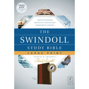 Swindoll Study Bible NLT, Large Print (LeatherLike, Brown/Tan, Indexed) - LeatherLike Brown/Tan With thumb index and ribbon marker(s)