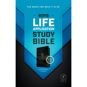 NLT Boys Life Application Study Bible, TuTone  - LeatherLike Black/Neon With ribbon marker(s)